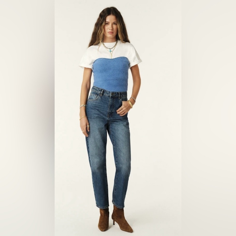NWT ba&sh melz straight leg jeans blue jeans wash size 42 US10